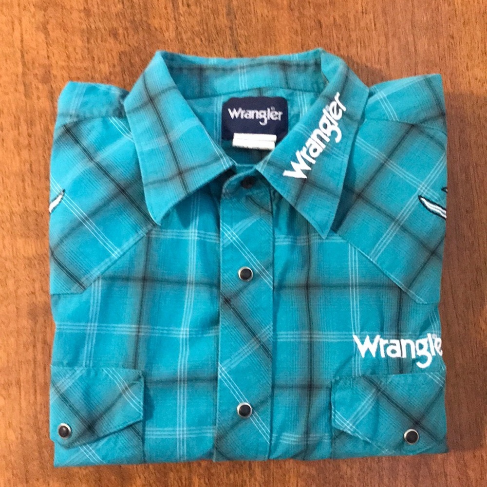 Wrangler Logo Plaid Western Style Shirt